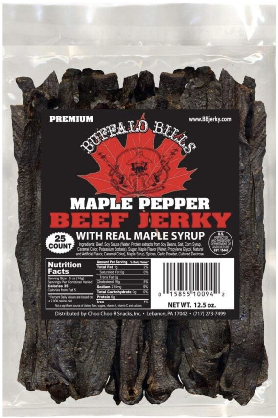 Amish Smokehouse Buffalo Bills Premium Maple Pepper Beef Jerky Strips - 12.5oz