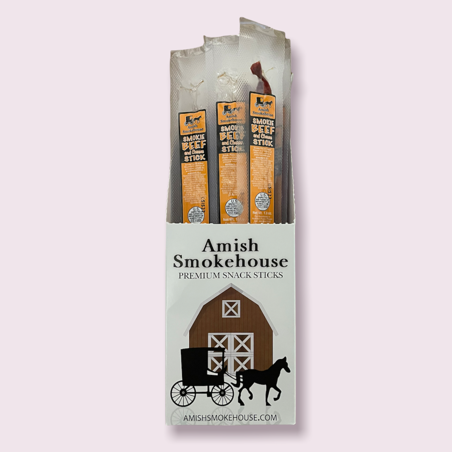 Beef & Cheese Beef Sticks 21 Ct. Individually Wrapped Amish Smoke House