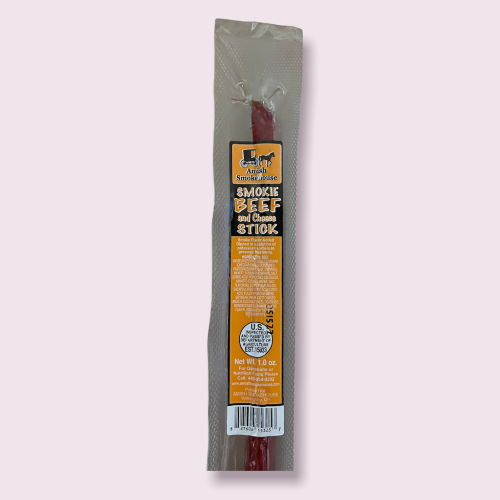 Beef & Cheese Beef Sticks 21 Ct. Individually Wrapped Amish Smoke House