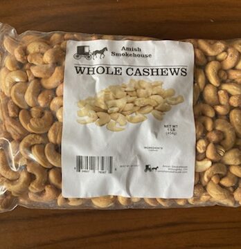 Amish Smokehouse Whole Salted Cashews- 1 lb Bag